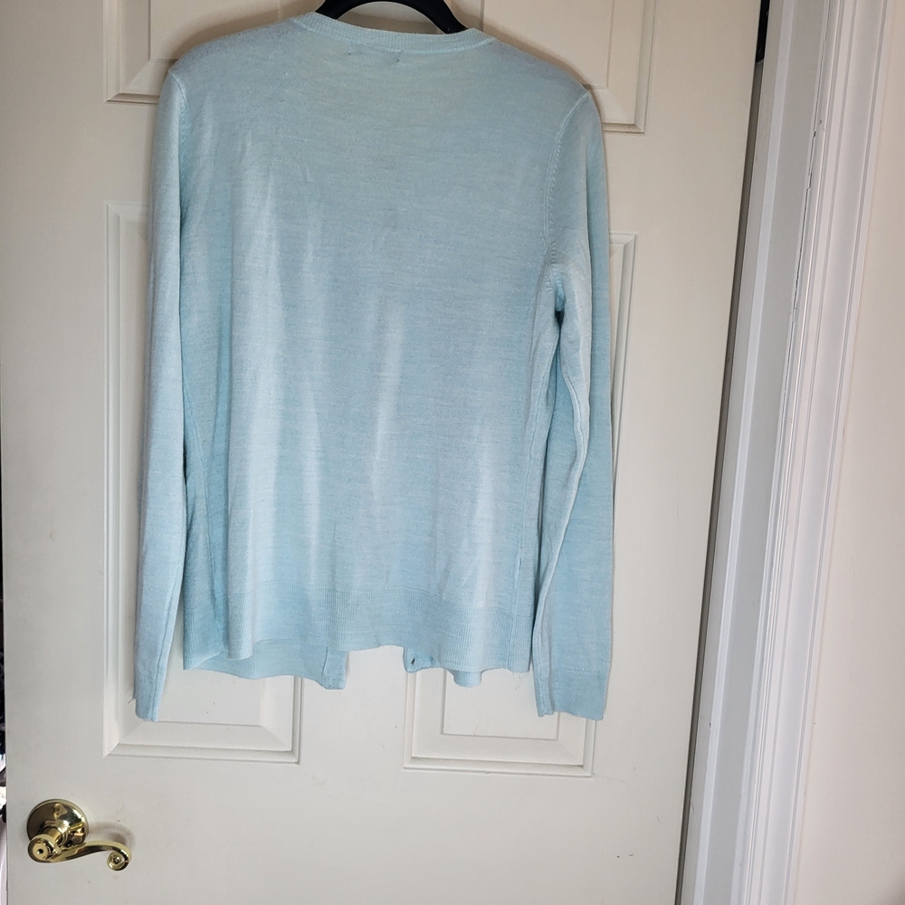 New York & Company Light Blue Cardigan with Sequin Details - Picture 5 of 7